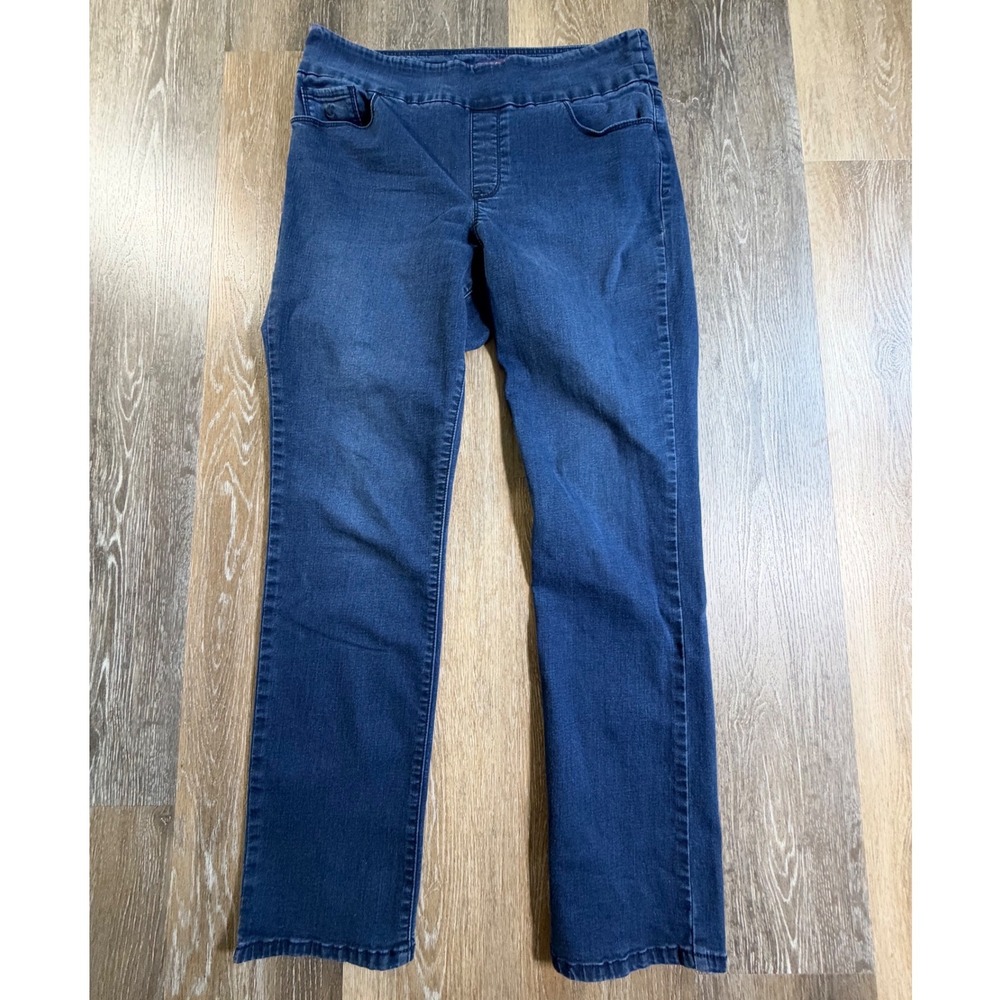 Gloria Vanderbilt Amanda Jeans Womens 14 Blue Pull On Straight Leg Stretch 5568